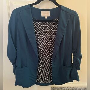 Skies Are Blue Teal Blazer with Geometric Lining